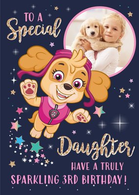 Paw Patrol Birthday Photo upload card To a Special Daughter