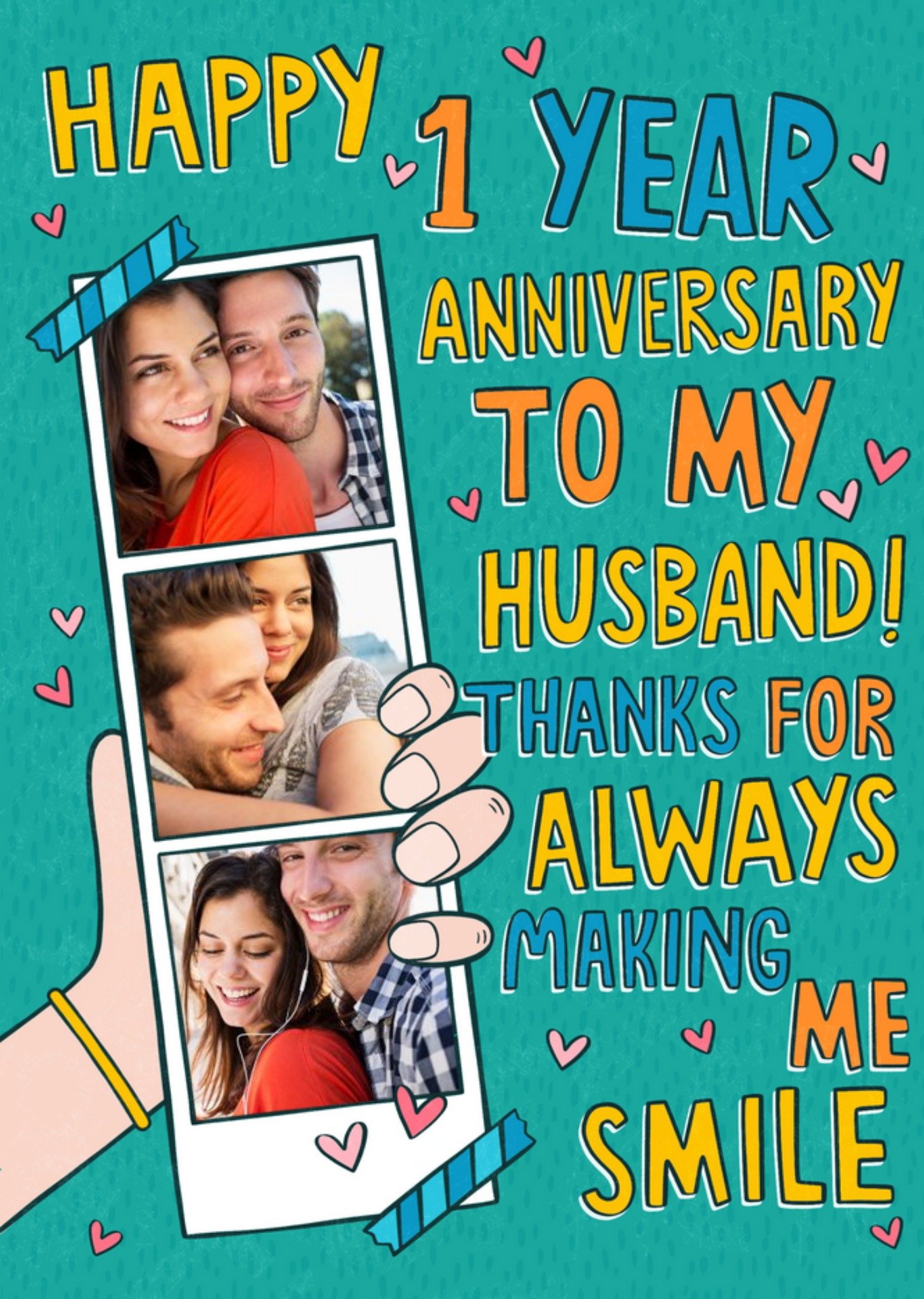 Photo Booth Photo Strip 1 Year Anniversary Photo Upload Card