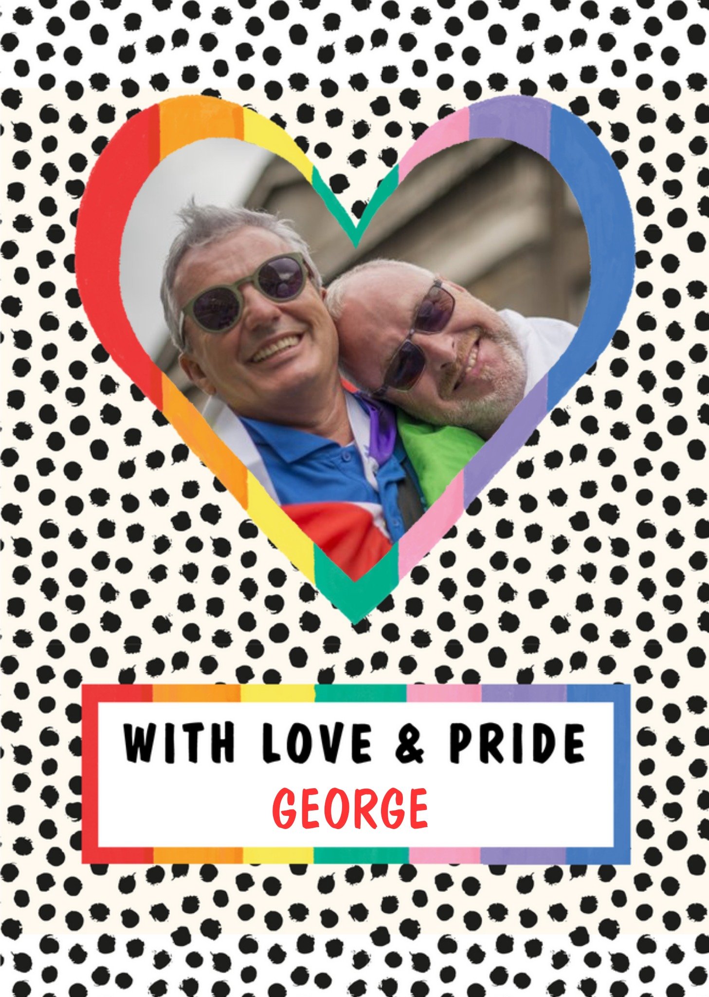 Moonpig Rainbow Heart Photo Upload Pride Card, Large