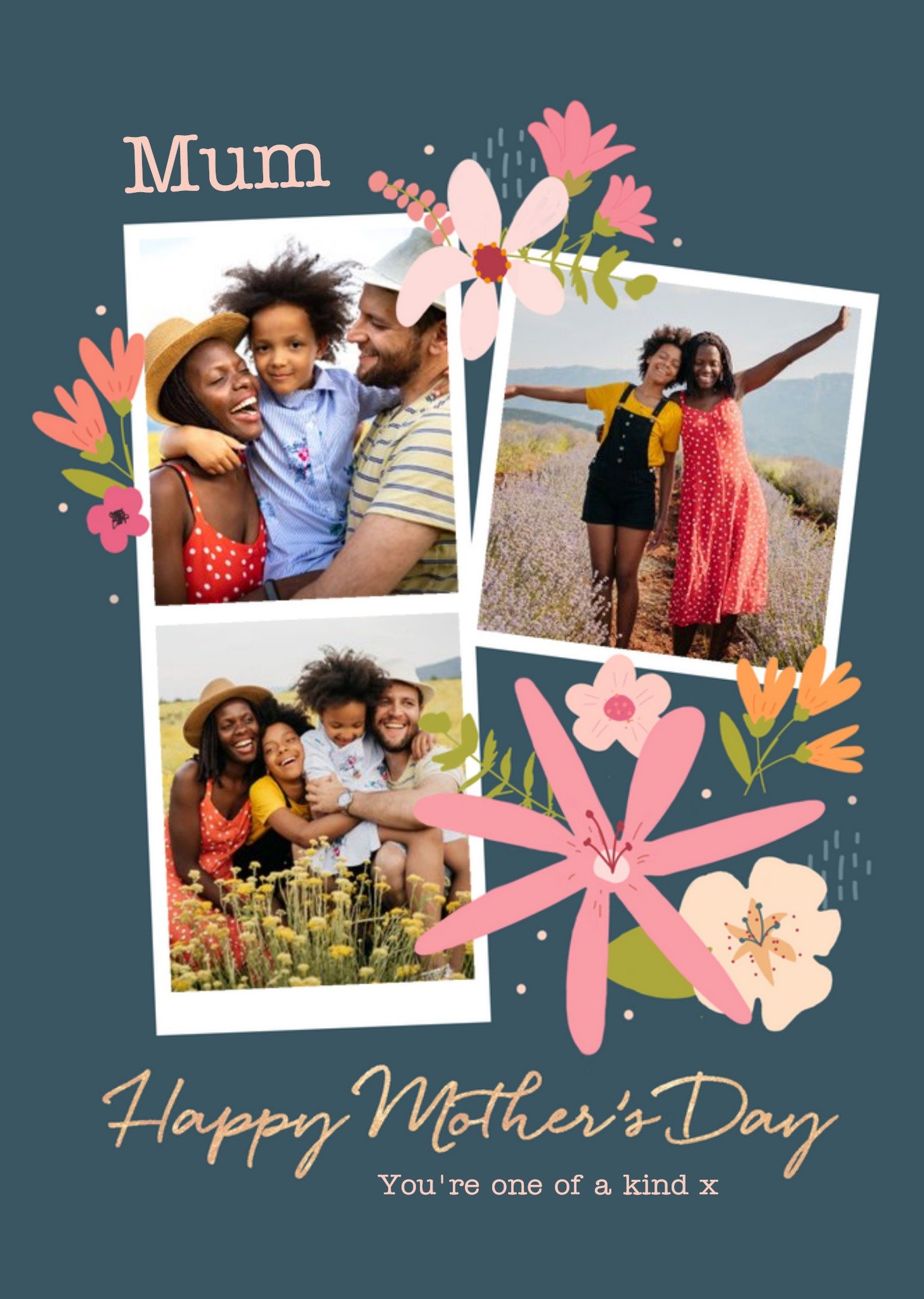 Photo Upload Modern Floral Design Mothers Day Card Ecard