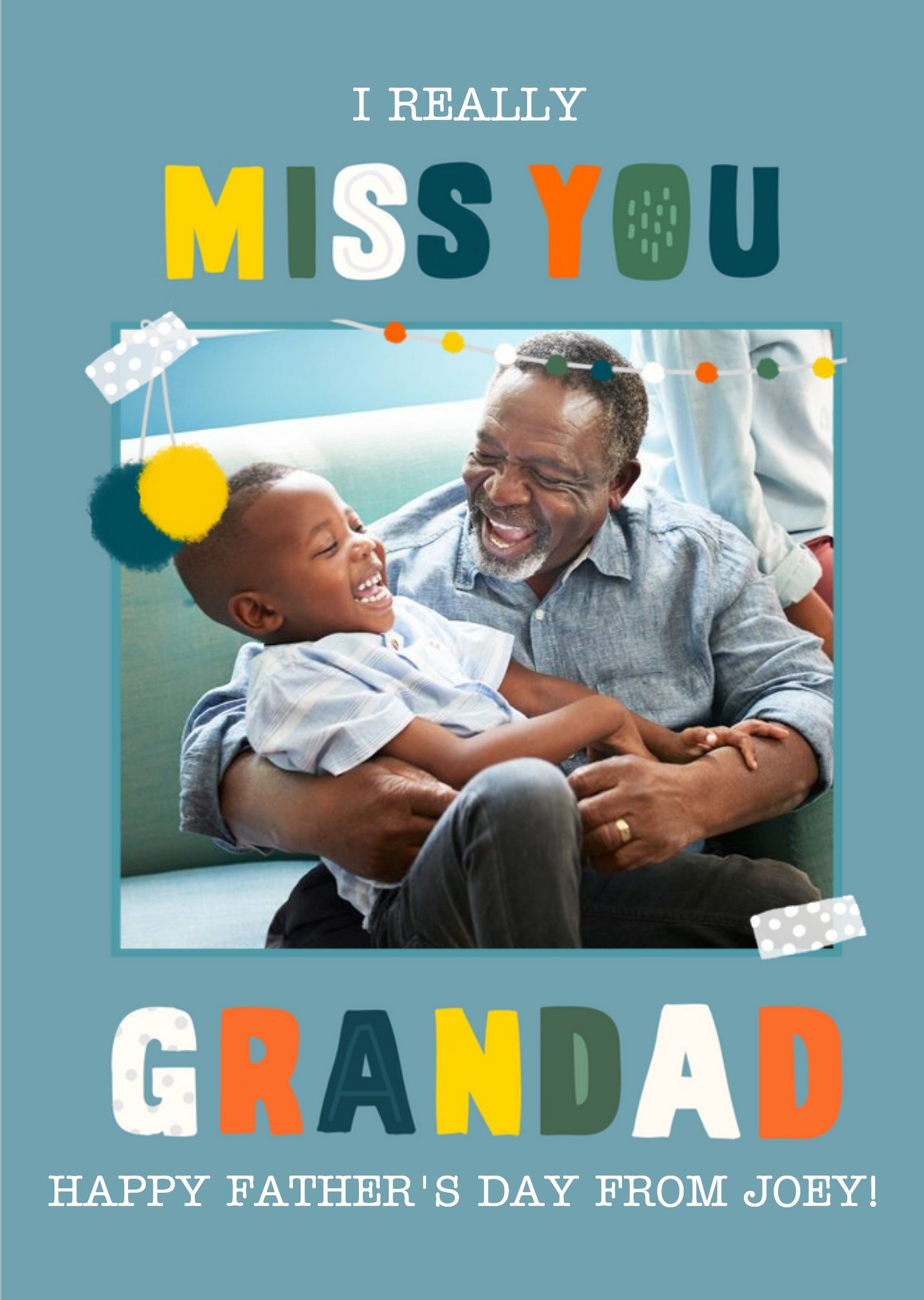 Moonpig Miss You Grandad Photo Upload Father's Day Card Ecard
