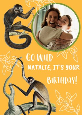 Natural History Museum Go Wild Monkey Photo Upload Birthday Card