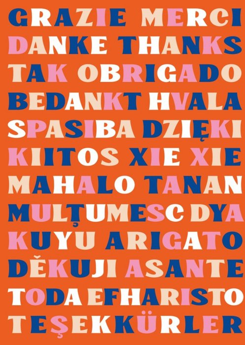 Betiobca Multi Language Bright Typographic Thank You Card
