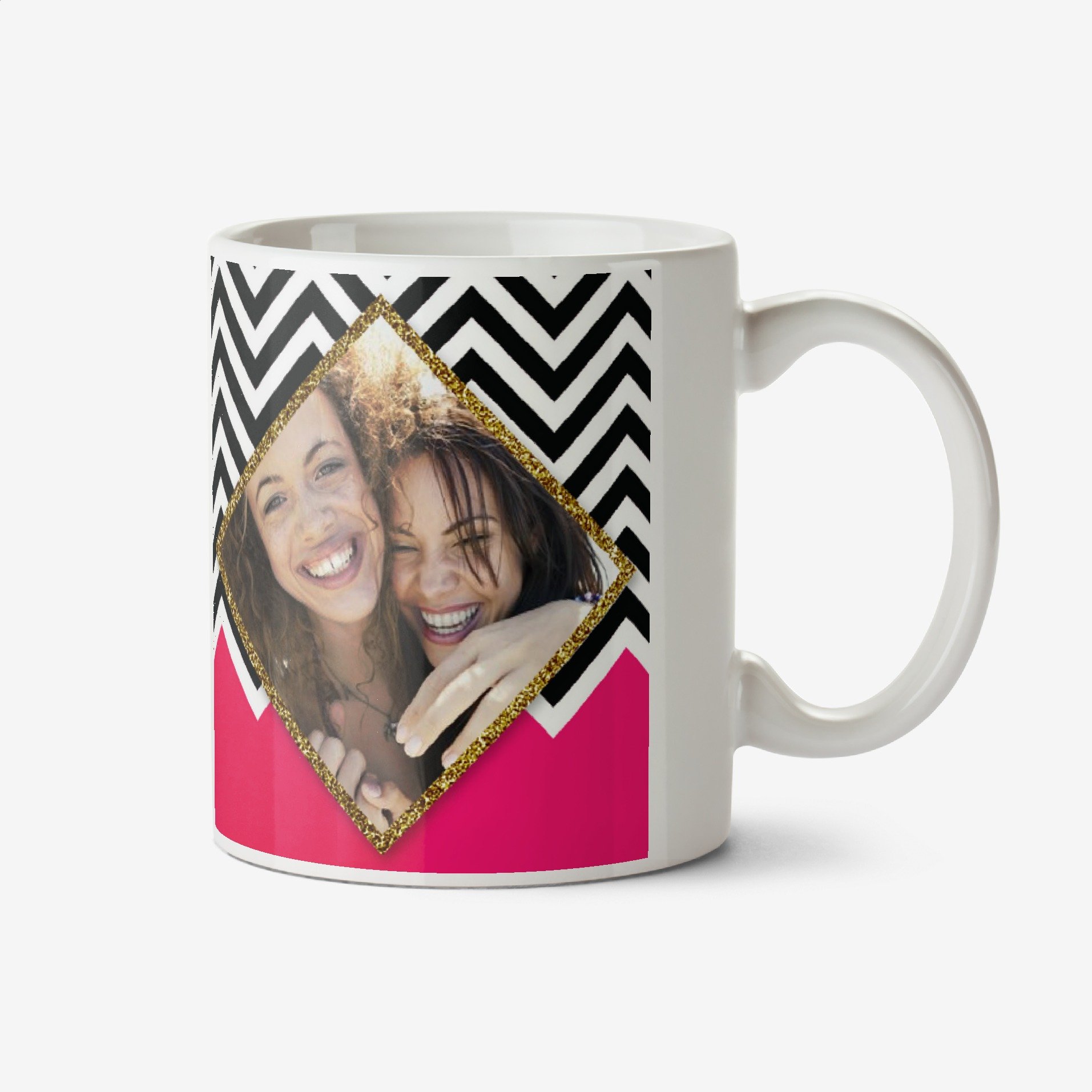 Black & White And Hot Pink Photo Upload Mug Ceramic Mug