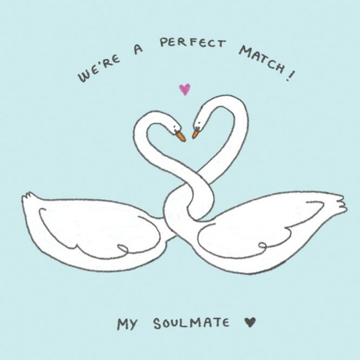 Illustration Of Two Swans Valentine's Day Card