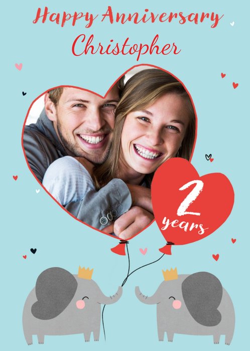 Paperlink Cute Elephant Hearts Anniversary Card | Moonpig