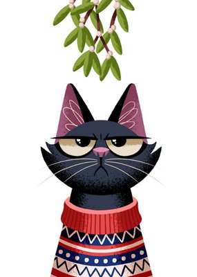 Folio Cat Mistletoe Christmas Card