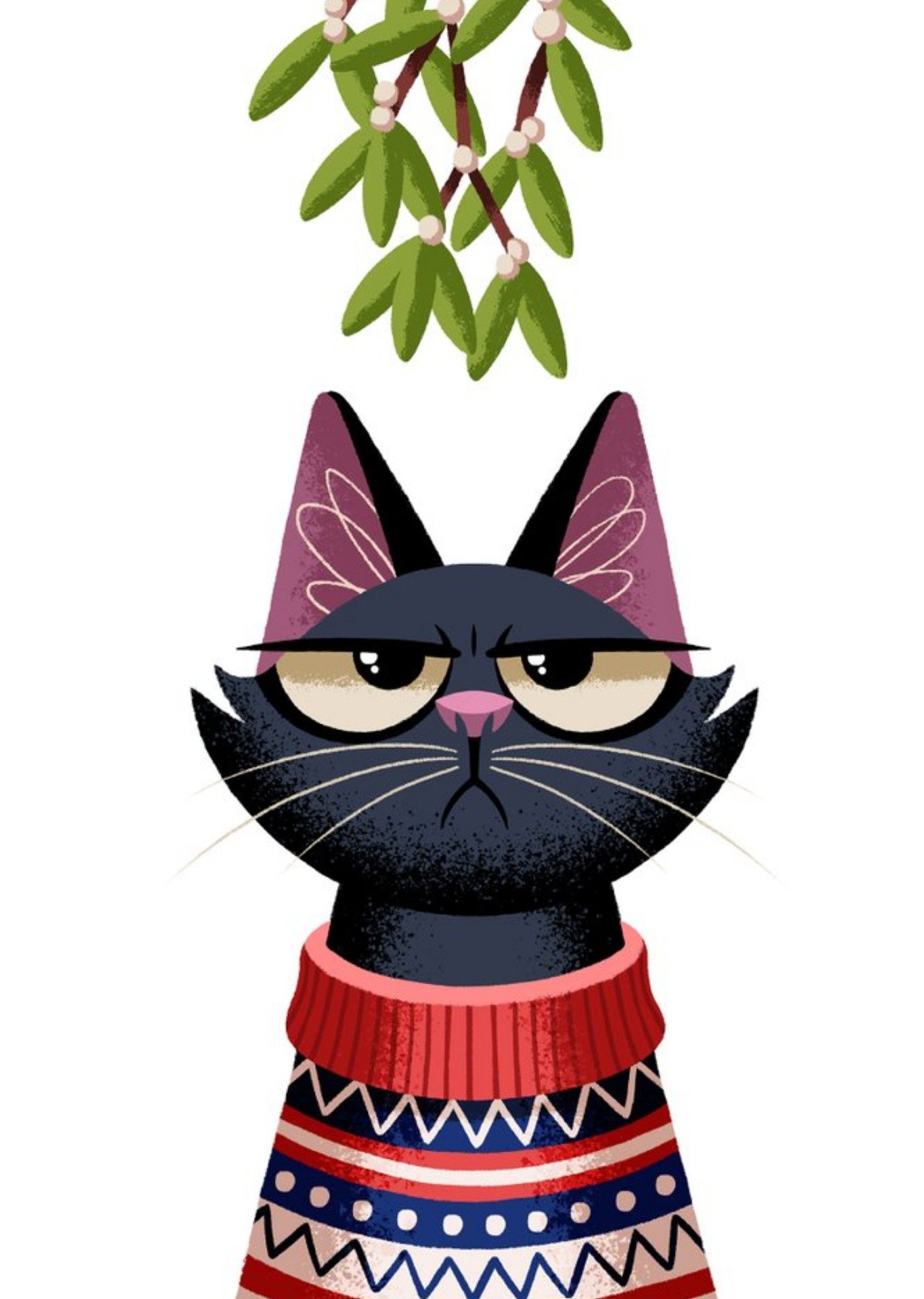 Moonpig Folio Cat Mistletoe Christmas Card Ecard