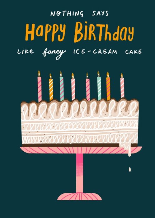 Illustrated Ice Cream Cake Birthday Card
