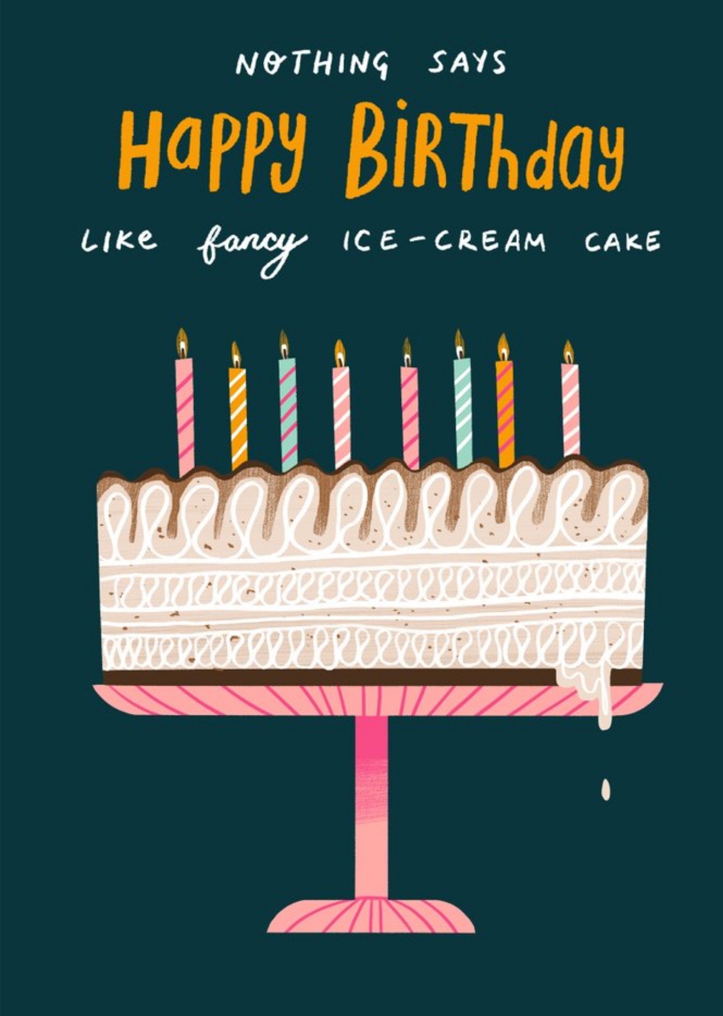 Moonpig Illustrated Ice Cream Cake Birthday Card, Large