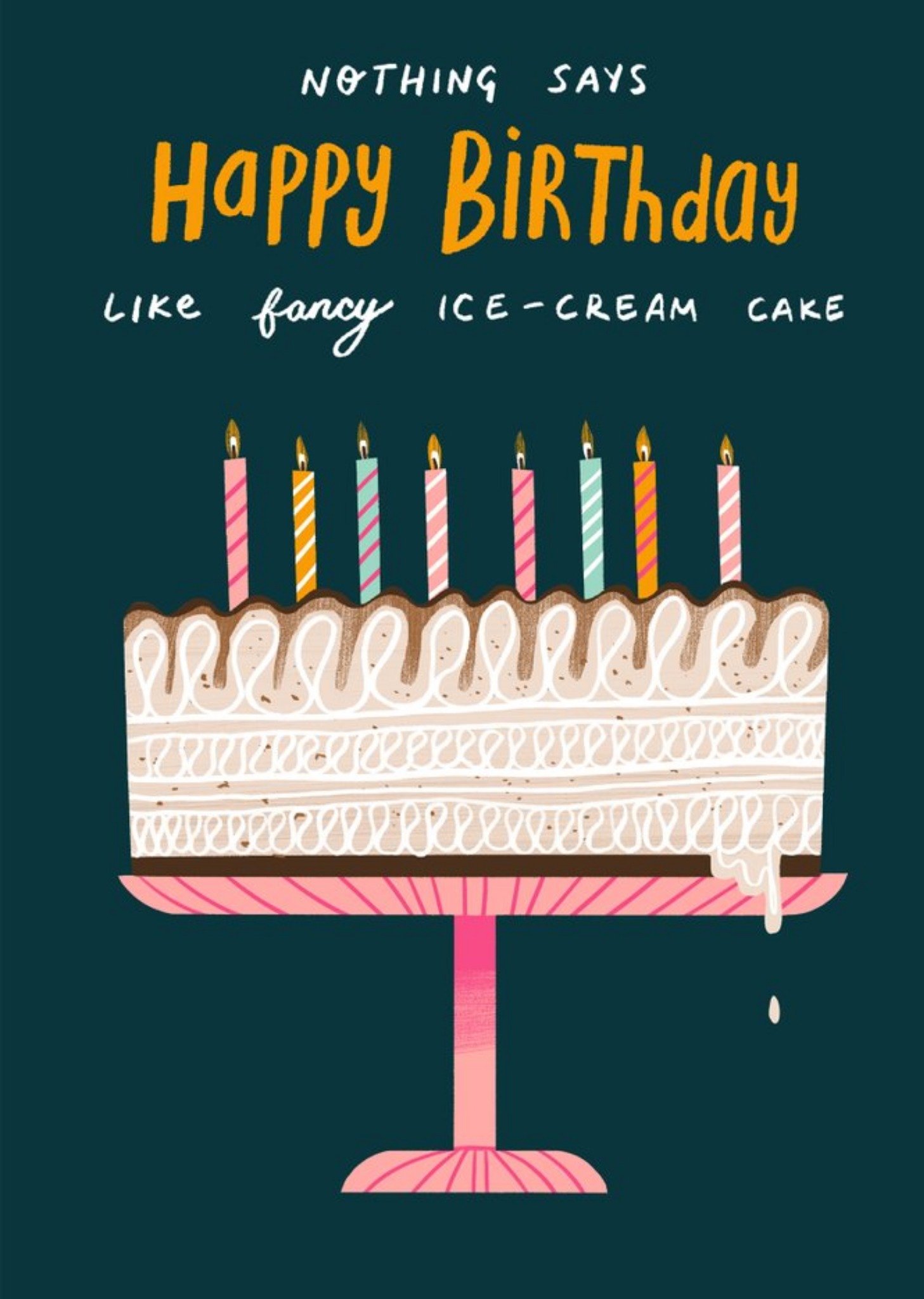 Illustrated Ice Cream Cake Birthday Card Ecard