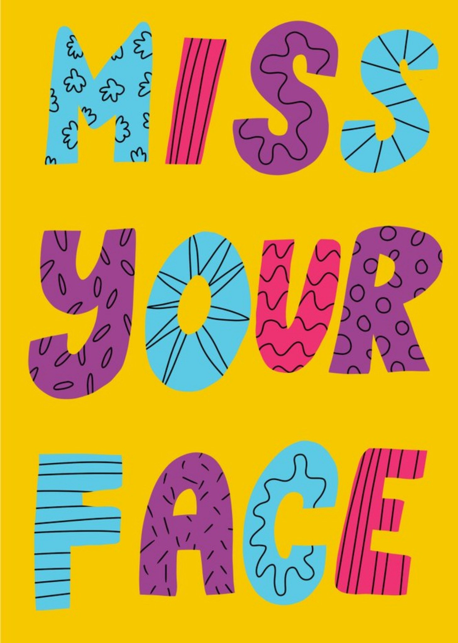 Megan Mcmahon Illustrated Irish Arty Typography Missing You Card Ecard