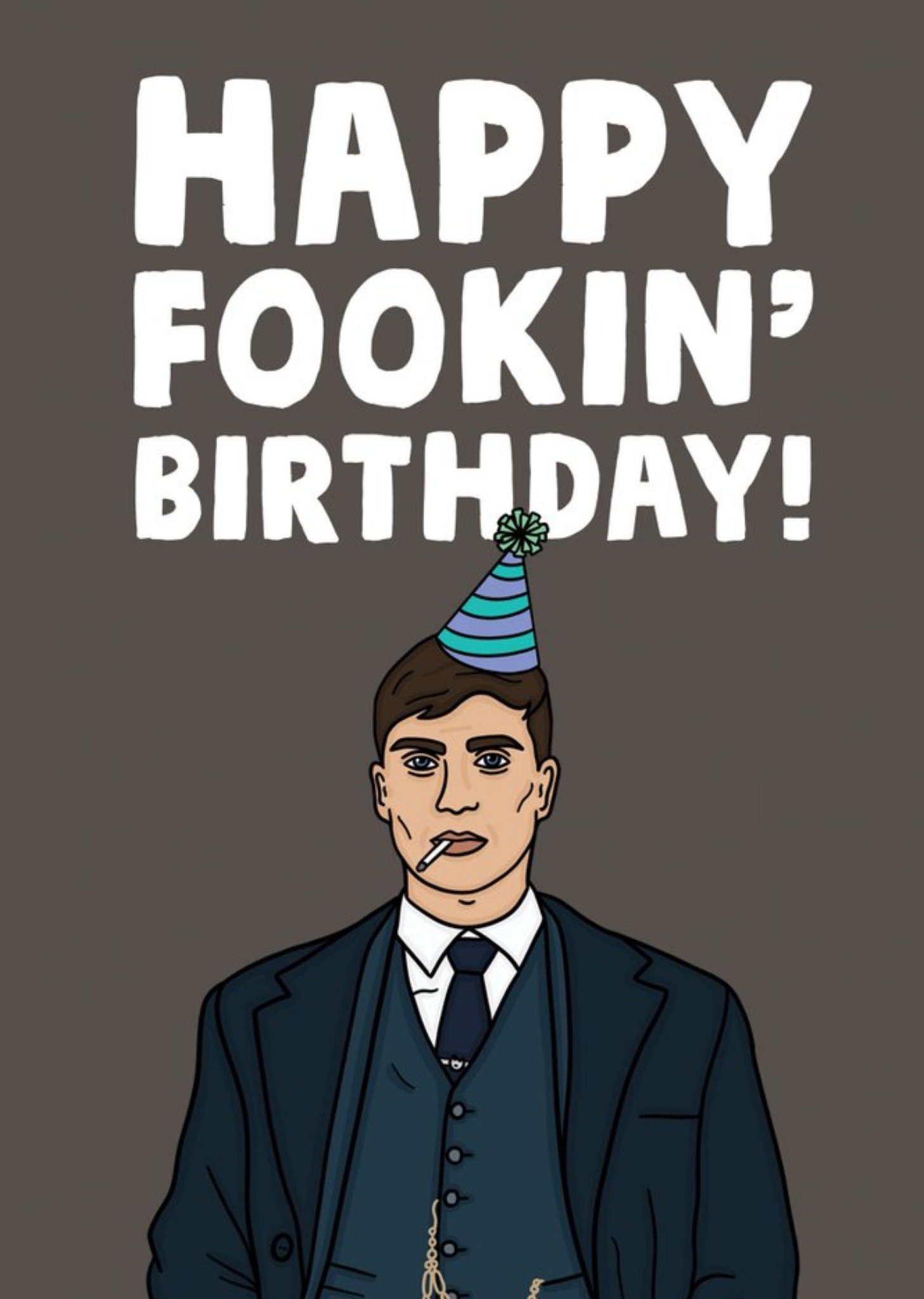 Moonpig Funny Gangster Happy Fookin' Birthday Card, Large