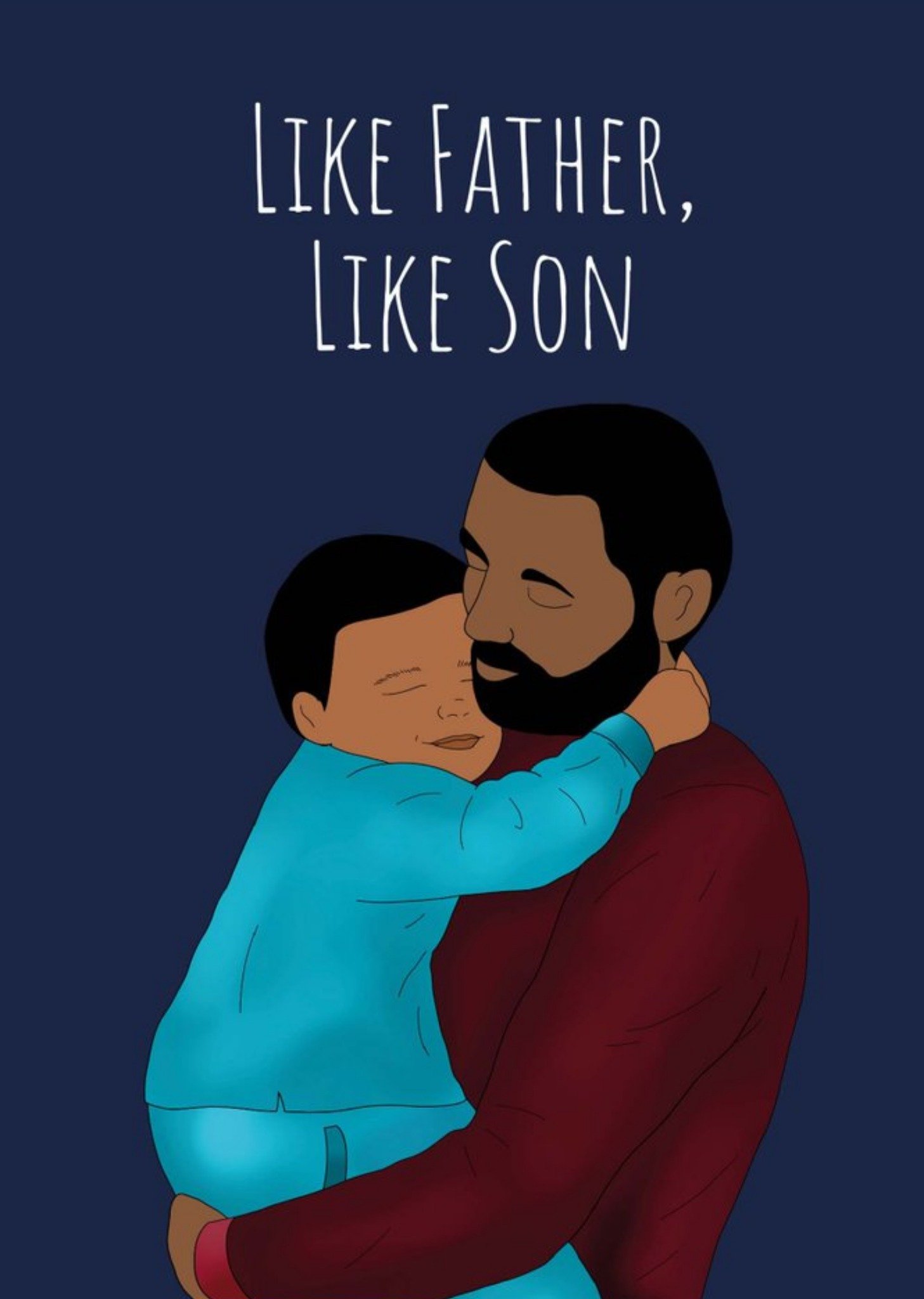 Moonpig Illustration Of A Man Hugging His Son Father's Day Card, Large