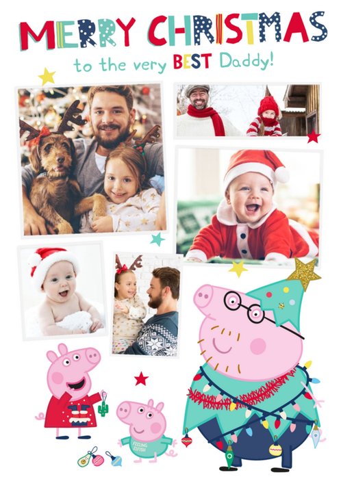 Peppa Pig Best Daddy Photo Upload Christmas card
