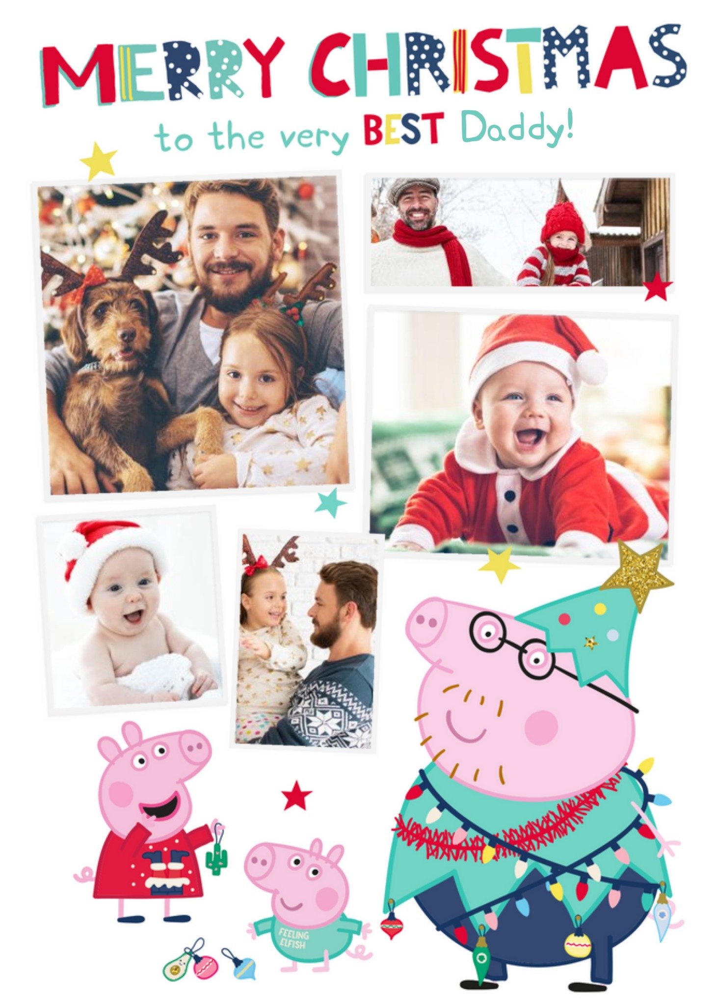 Peppa Pig Best Daddy Photo Upload Christmas Card, Large