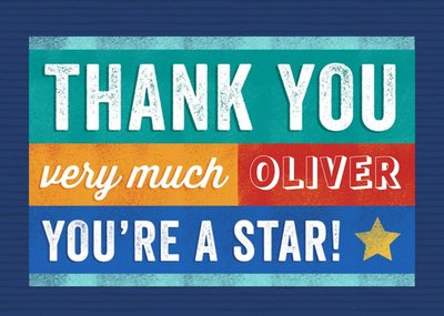 Typographic Thank You Very Much You're A Star Card