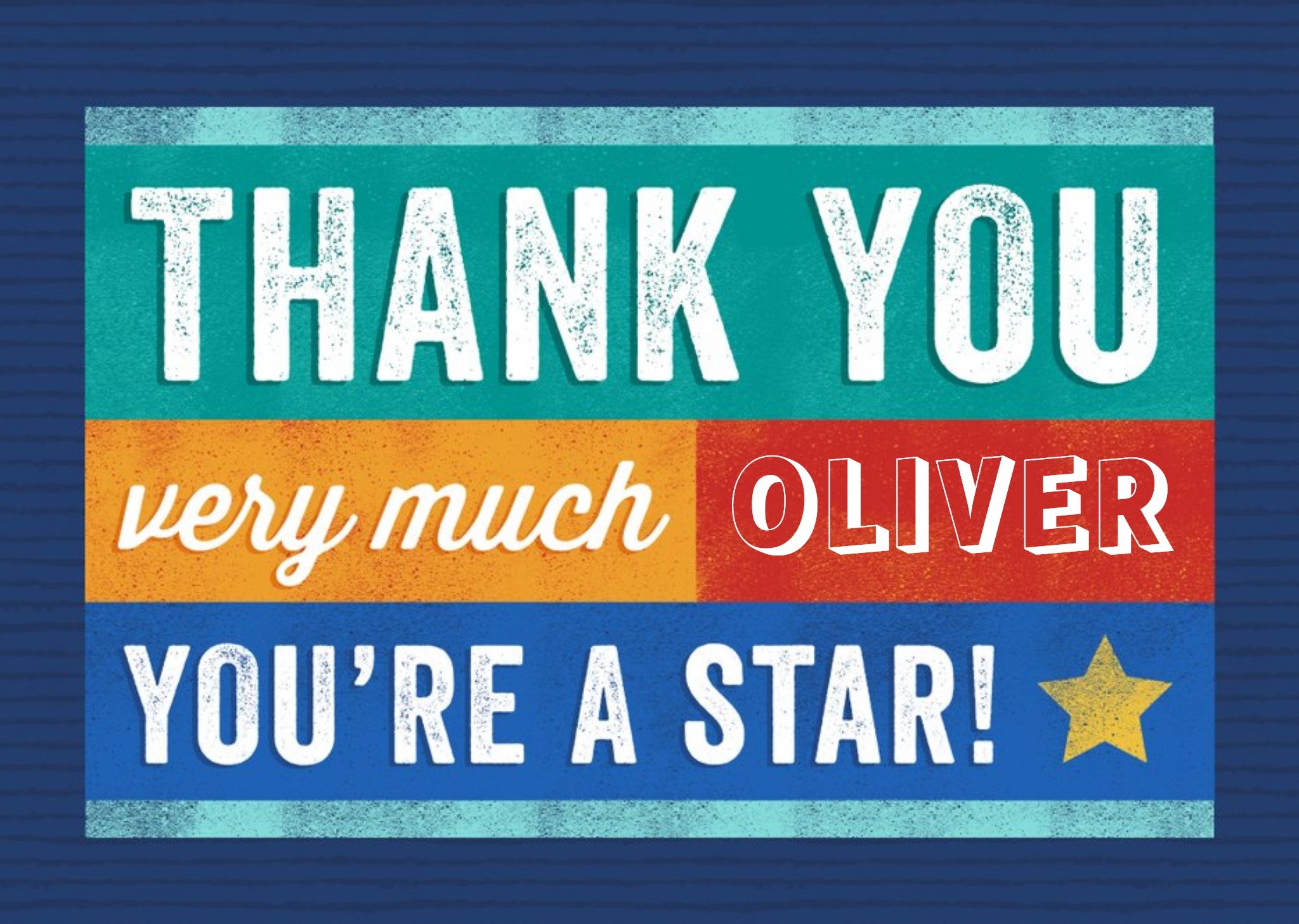 Typographic Thank You Very Much You're A Star Card Ecard