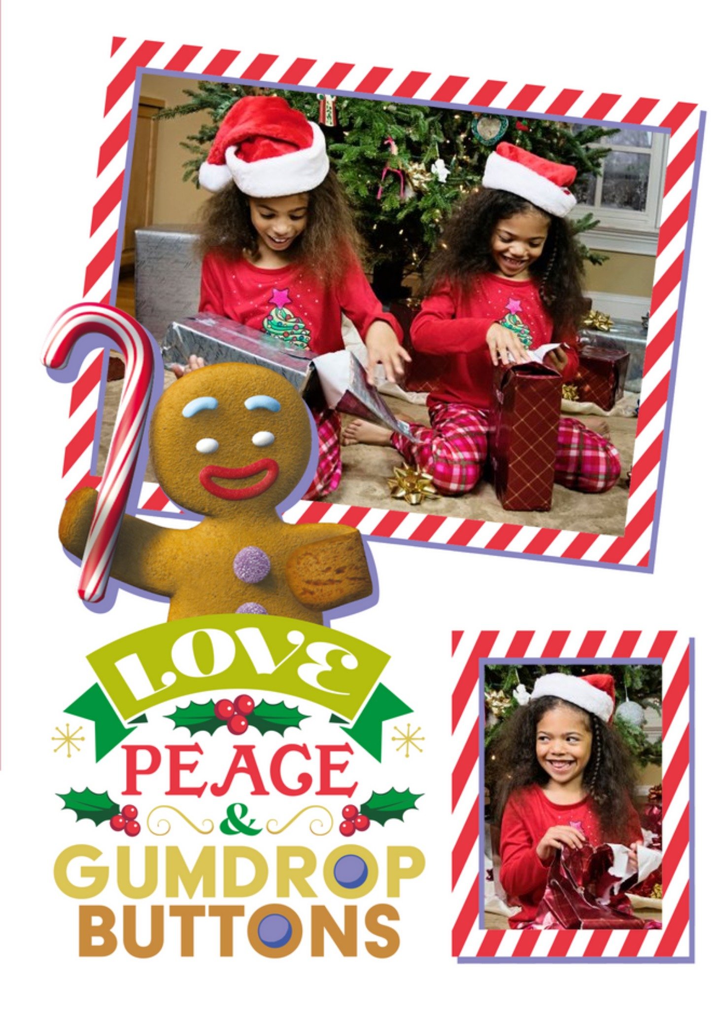 Moonpig Shrek Jingle Love Peace And Gumdrop Buttons Christmas Card, Large