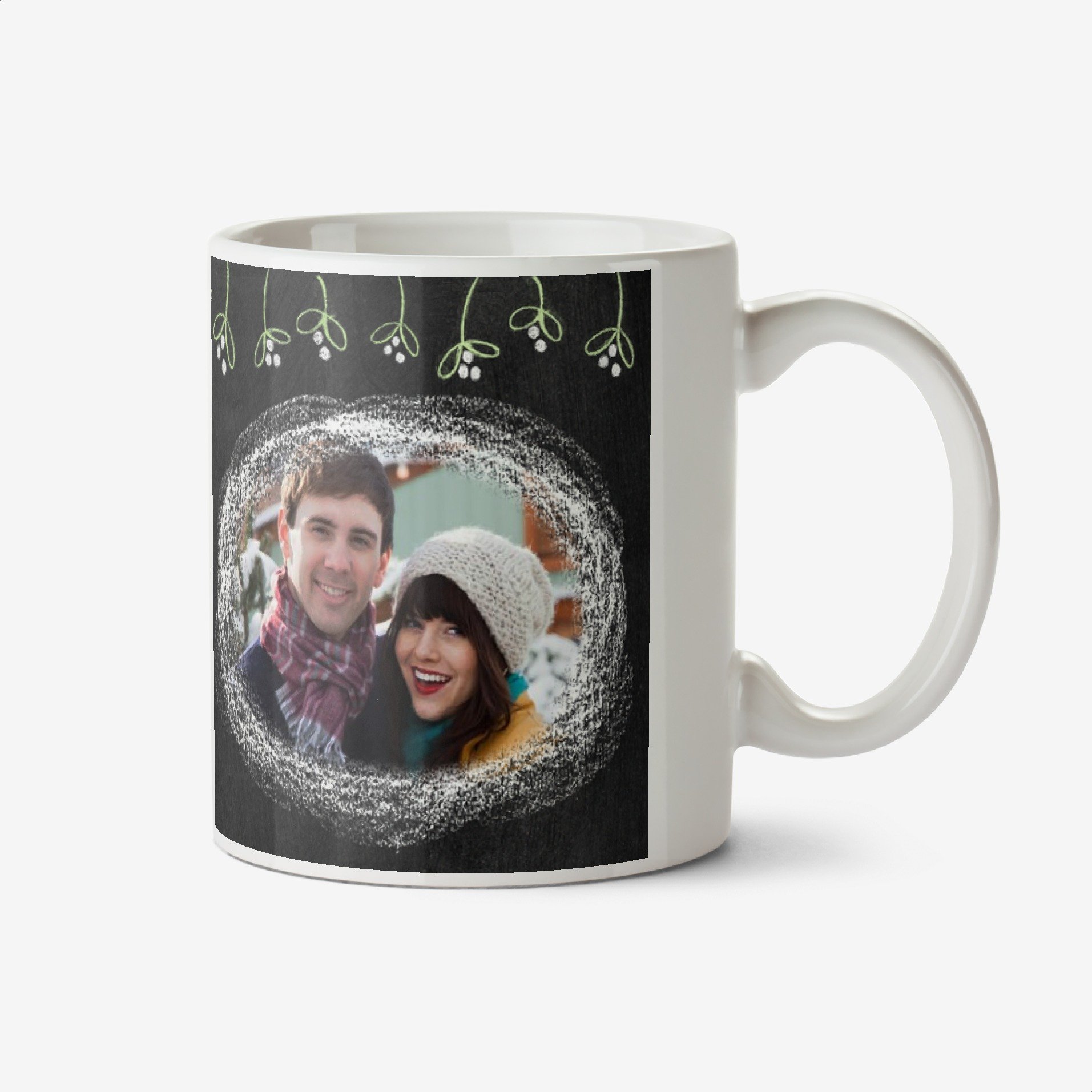 Moonpig Christmas Mistletoe Chalk Personalised Mug Ceramic Mug