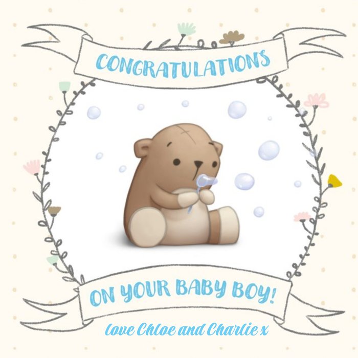 Cute new baby boy card