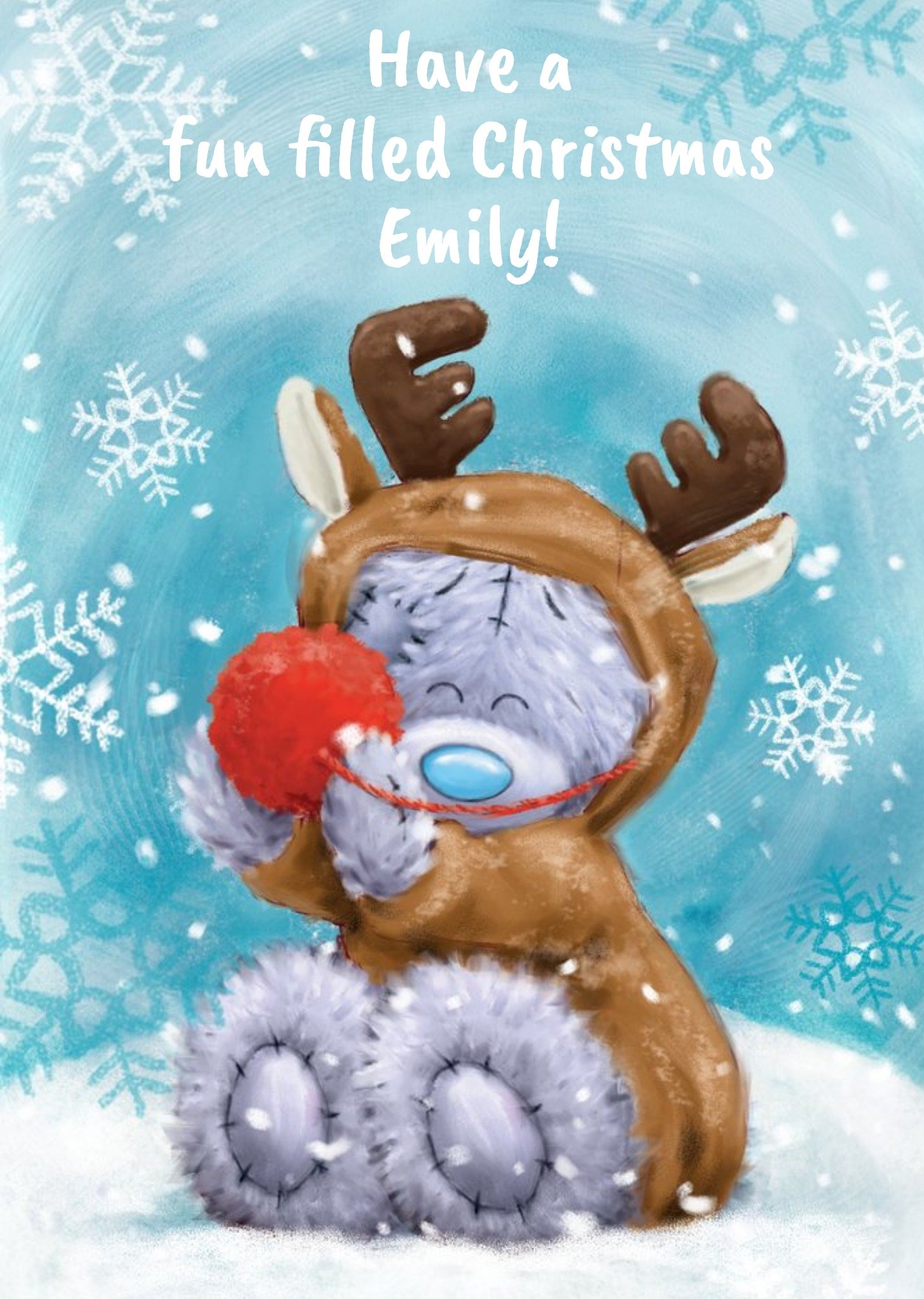 Me To You Tatty Teddy Reindeer Costume Personalised Christmas Card, Large