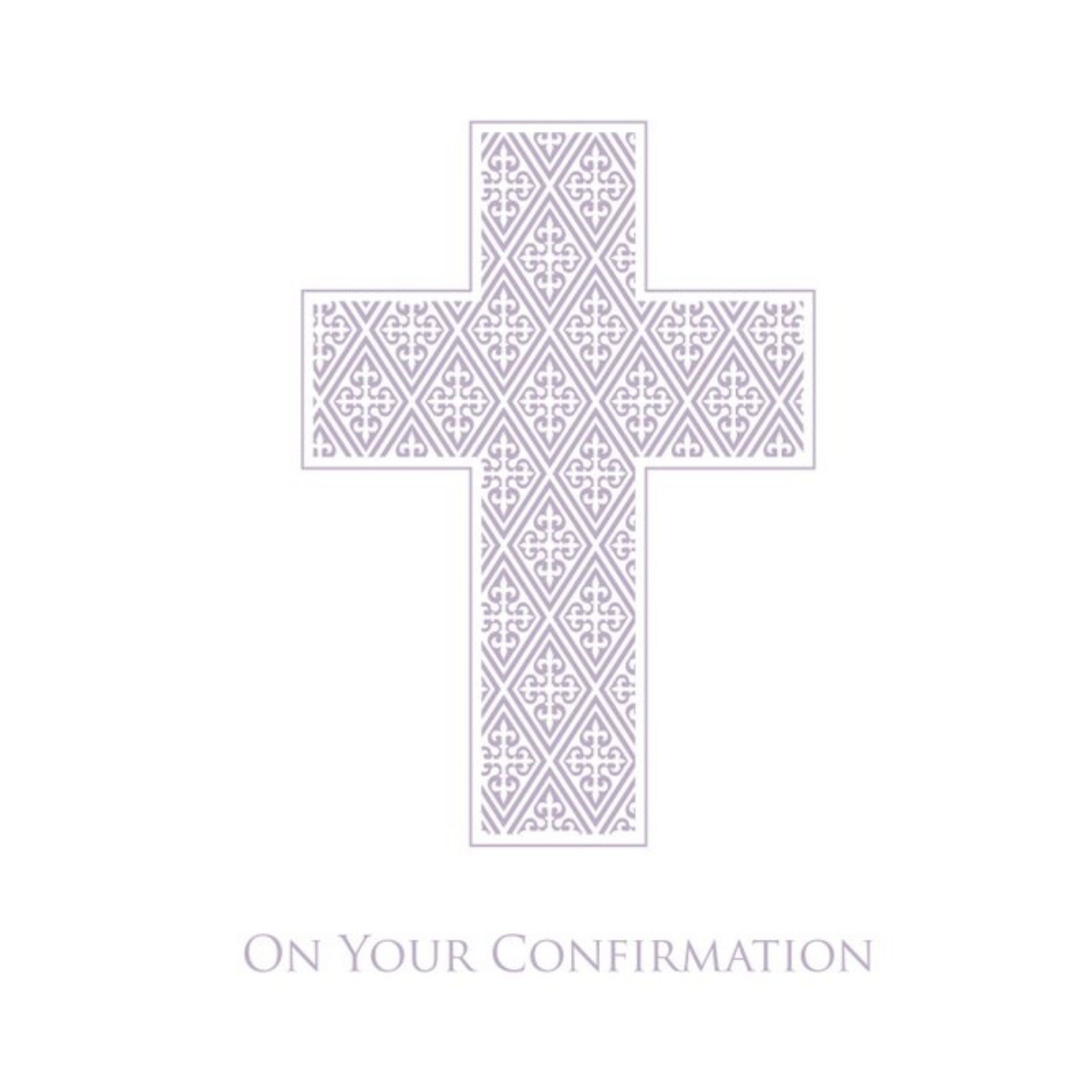 Patterened Cross On Your Confirmation Card, Square