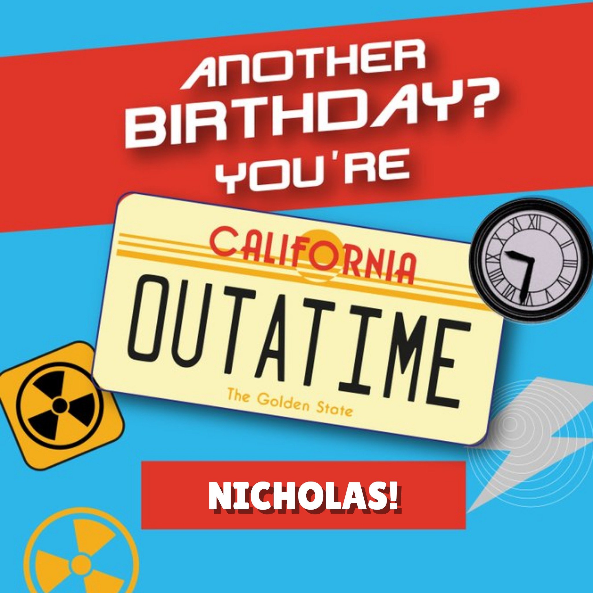 Moonpig Back To The Future Personalised Birthday Card, Square