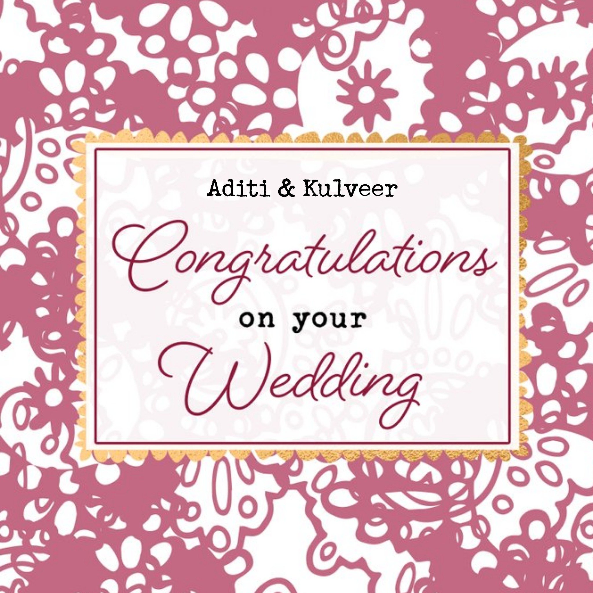 Wedding Card - Congratulations On Your Wedding Day - Indian Wedding, Square