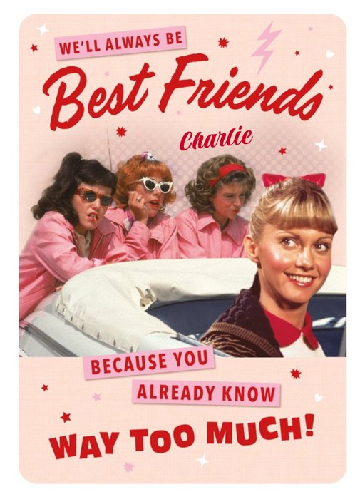 Grease Sandy and Pink Ladies Best Friends Birthday Card