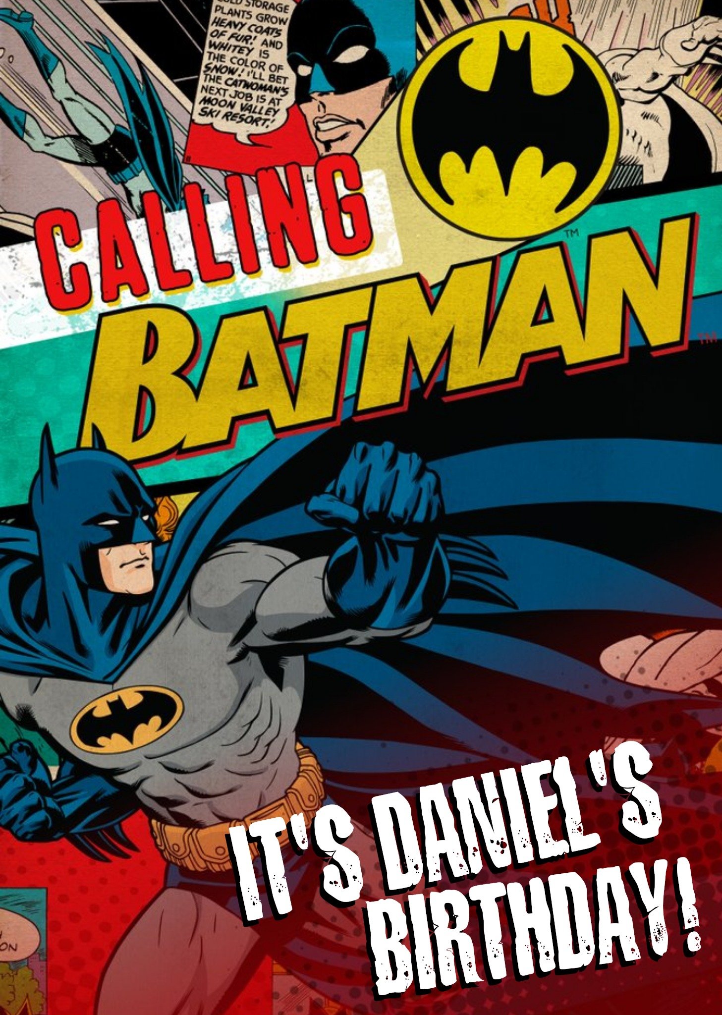 Dc Comics Calling Batman Personalised Birthday Card, Large