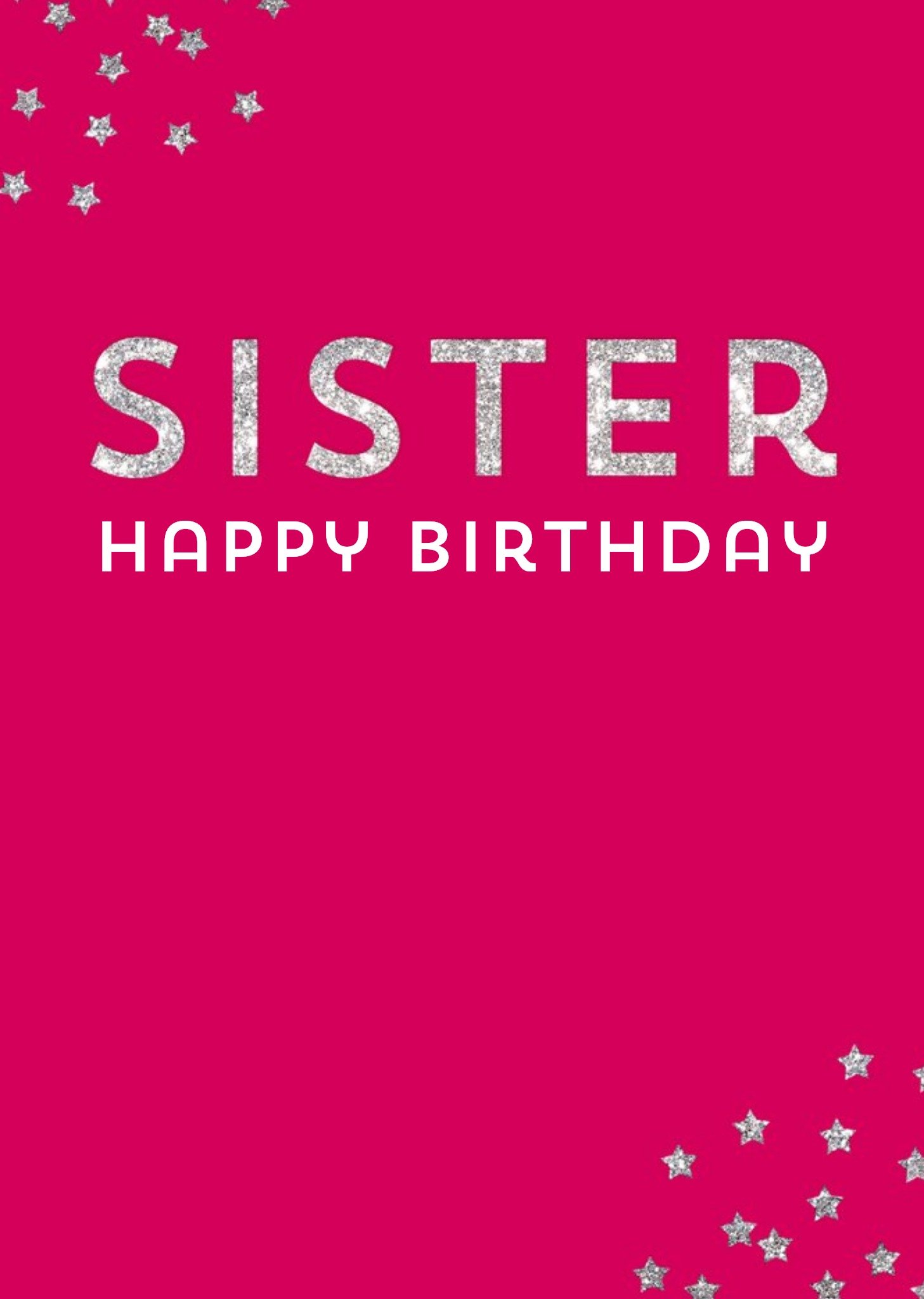 Moonpig Birthday Card - Sister - Silver Stars - Stars Ecard