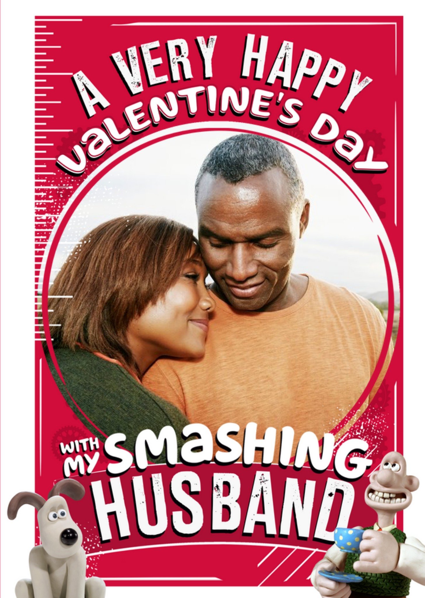 Wallace And Gromit With My Smashing Husband Photo Upload Valentine's Day Card, Large