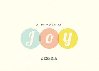 Soft Colours A Bundle Of Joy Personalised New Baby Card