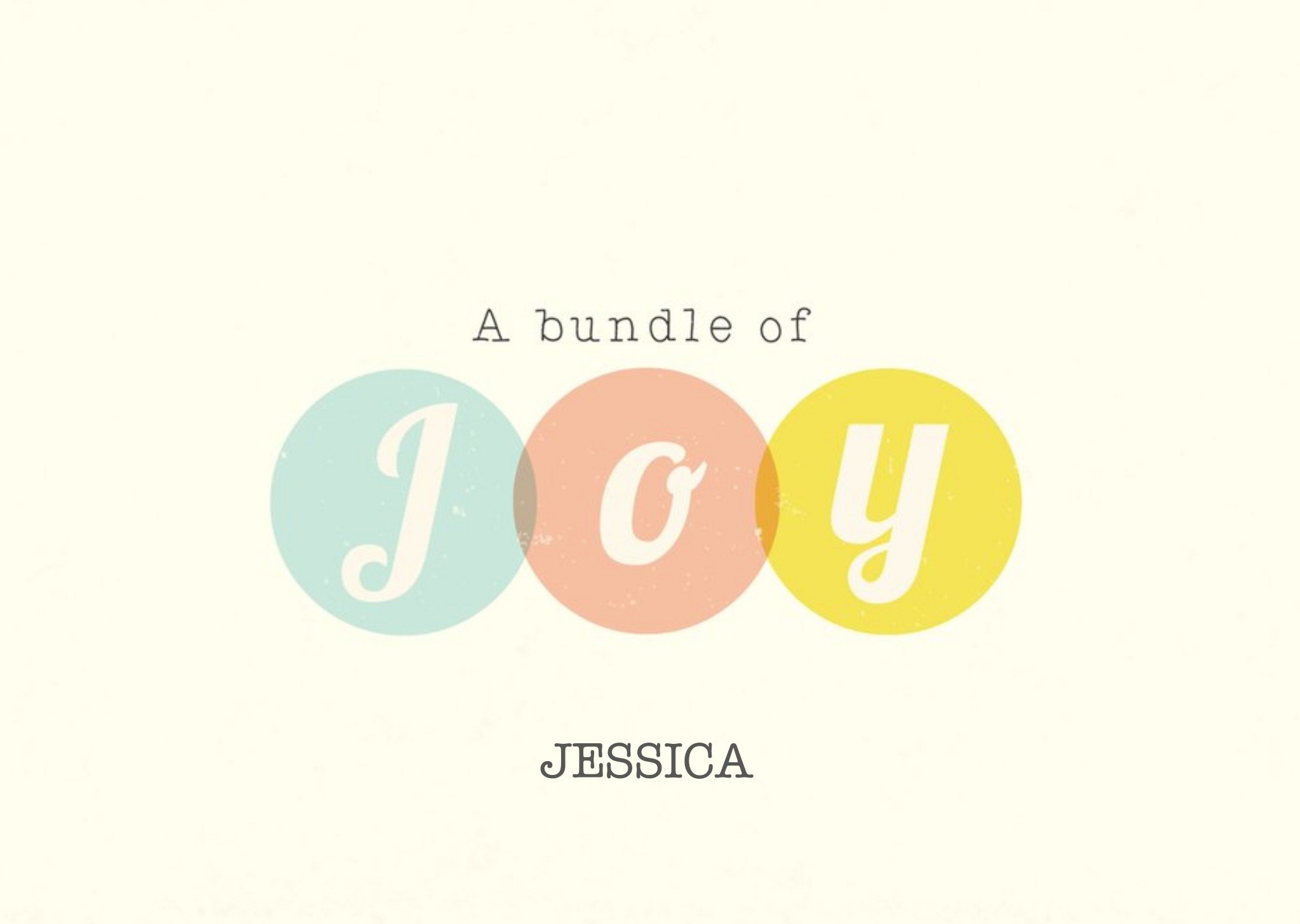 Soft Colours A Bundle Of Joy Personalised New Baby Card Ecard