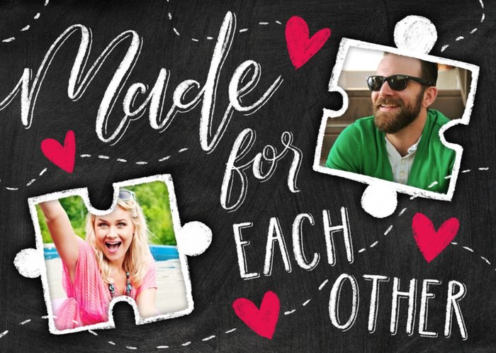 Puzzle Pieces Made For Each Other Personalised Photo Upload Valentine's Day Card