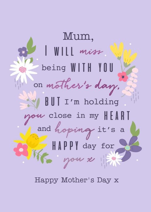 MumThoughtful Words Modern Floral Design Mother's Day Card