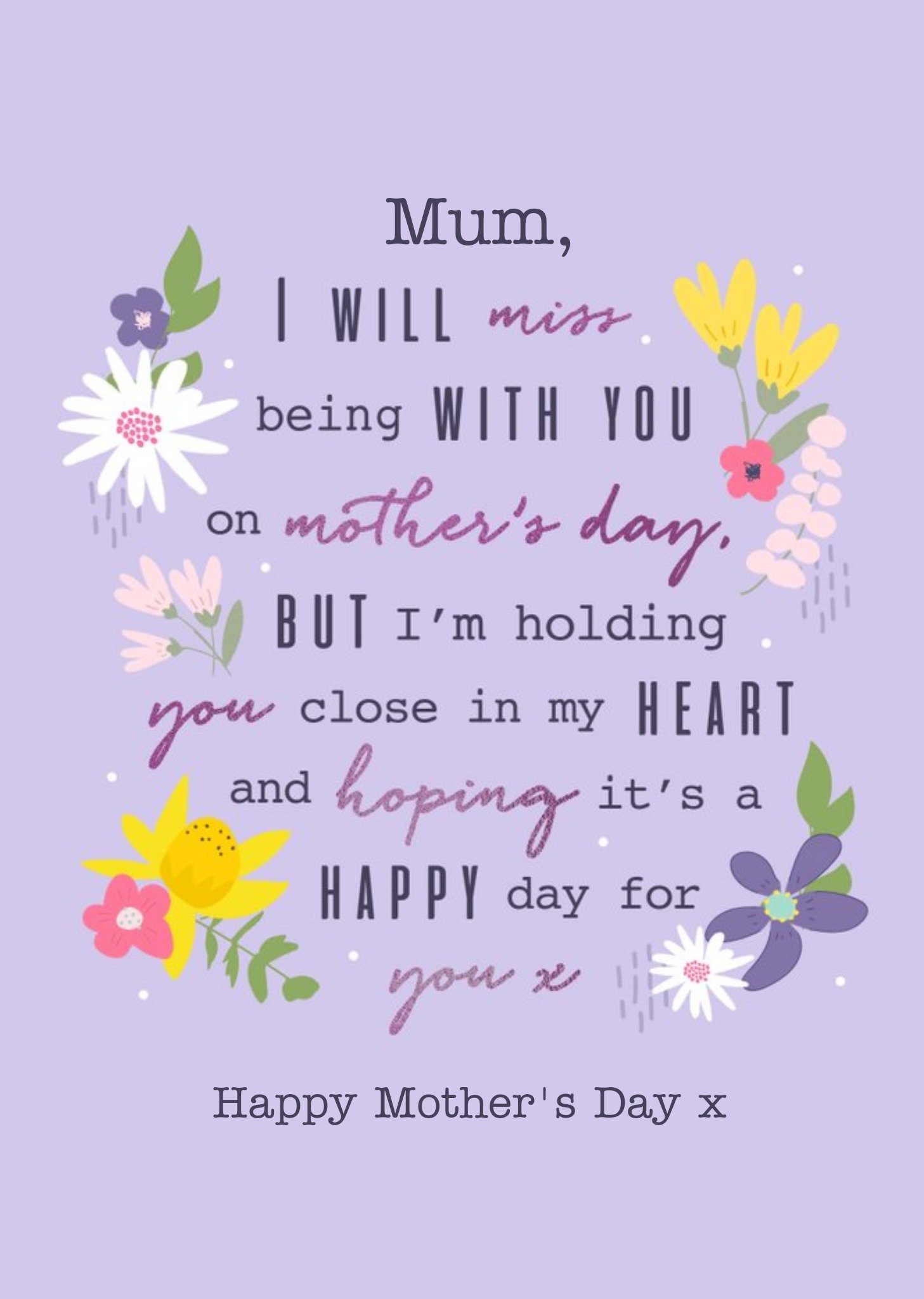 Moonpig Mumthoughtful Words Modern Floral Design Mother's Day Card Ecard
