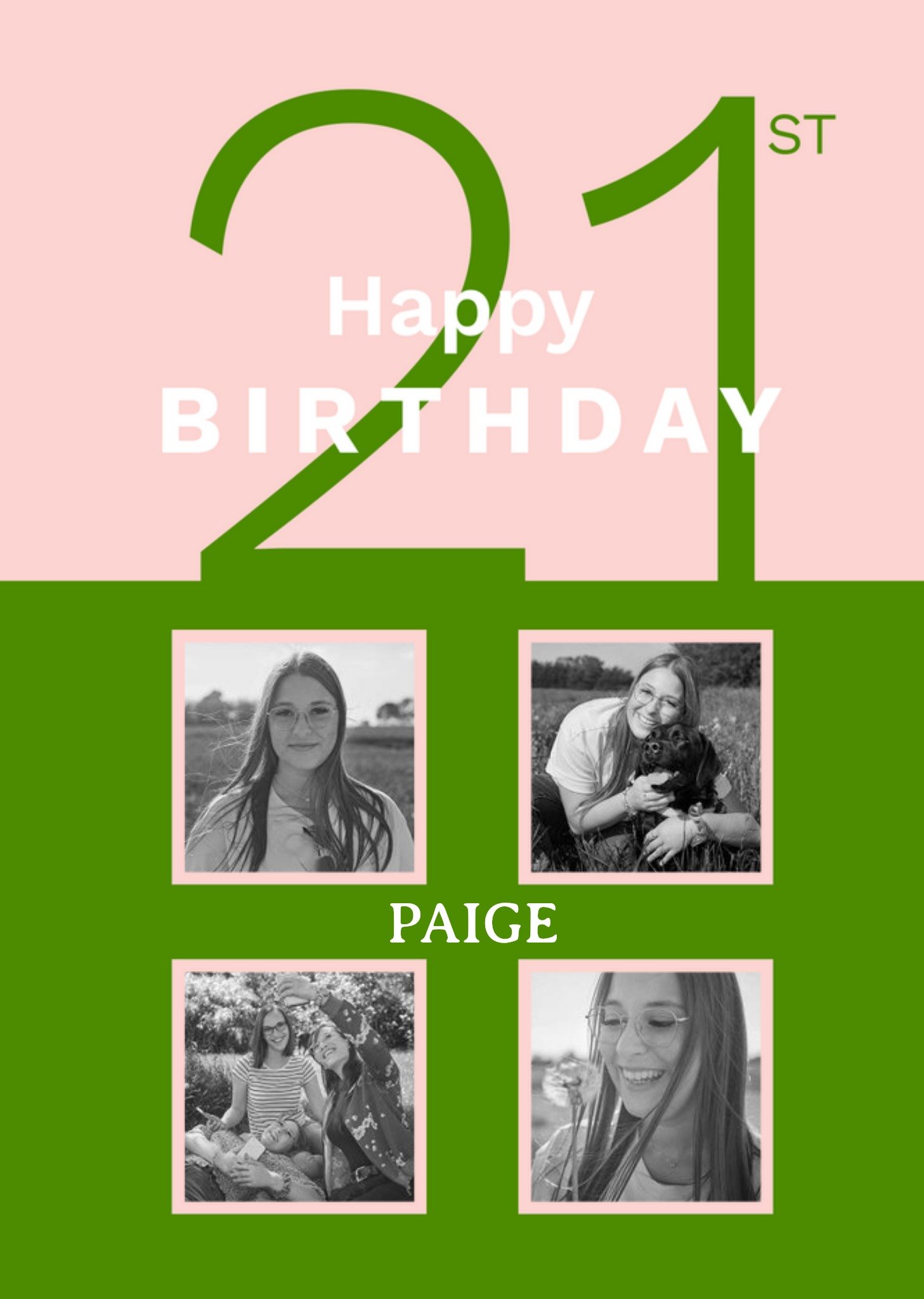 Moonpig Featuring A Two Tone Design With Four Photo Frames 21st Birthday Photo Upload Card Ecard