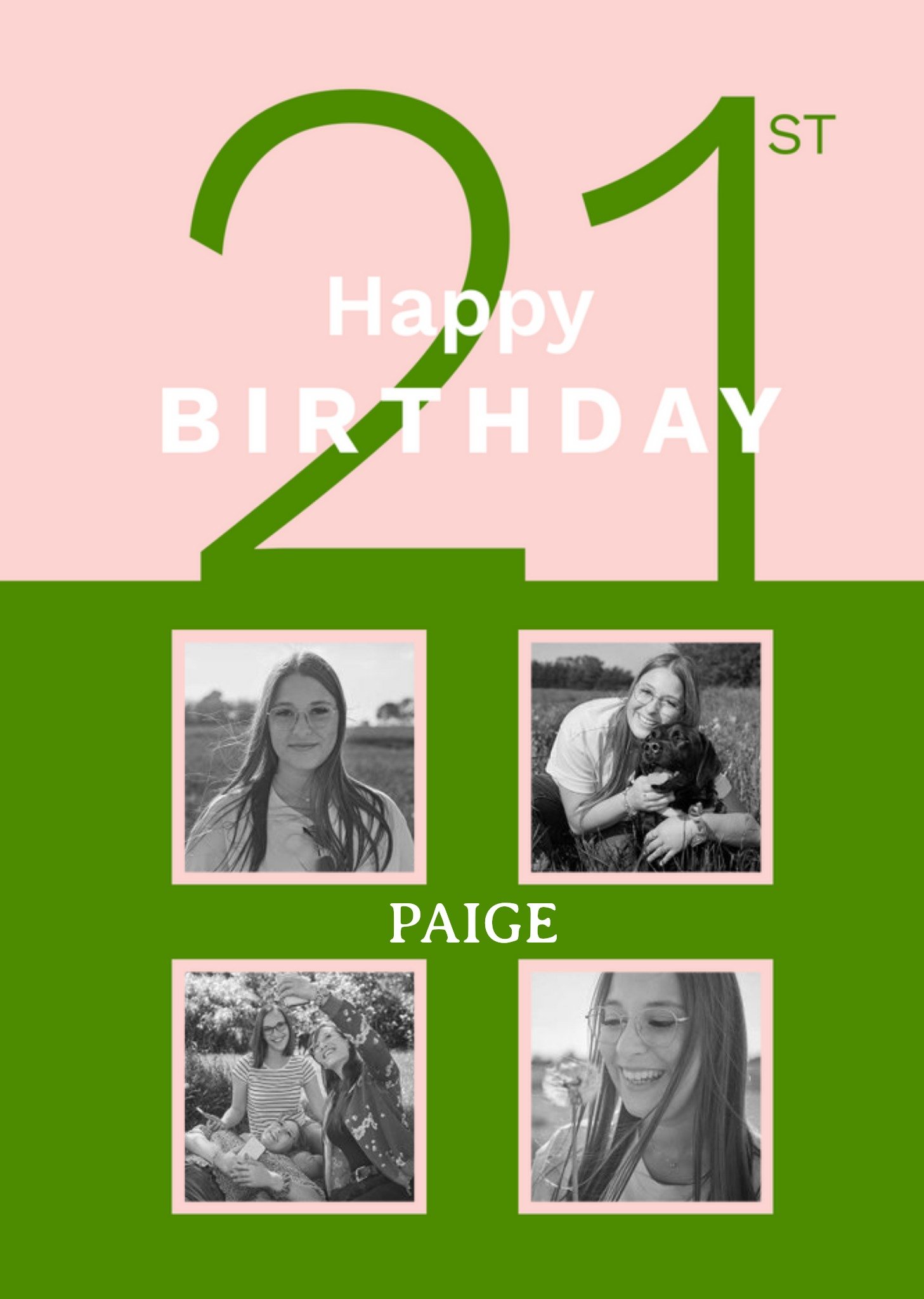 Featuring A Two Tone Design With Four Photo Frames 21st Birthday Photo Upload Card Ecard