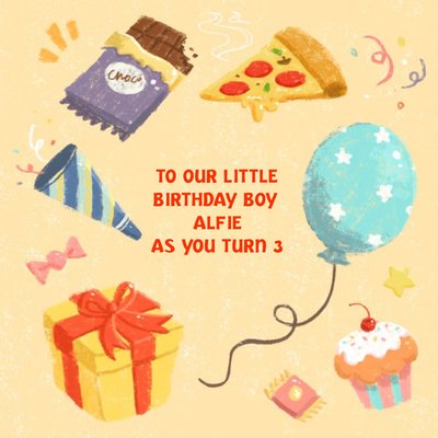 Bits And Bobs Little Birthday Boy Personalised Card