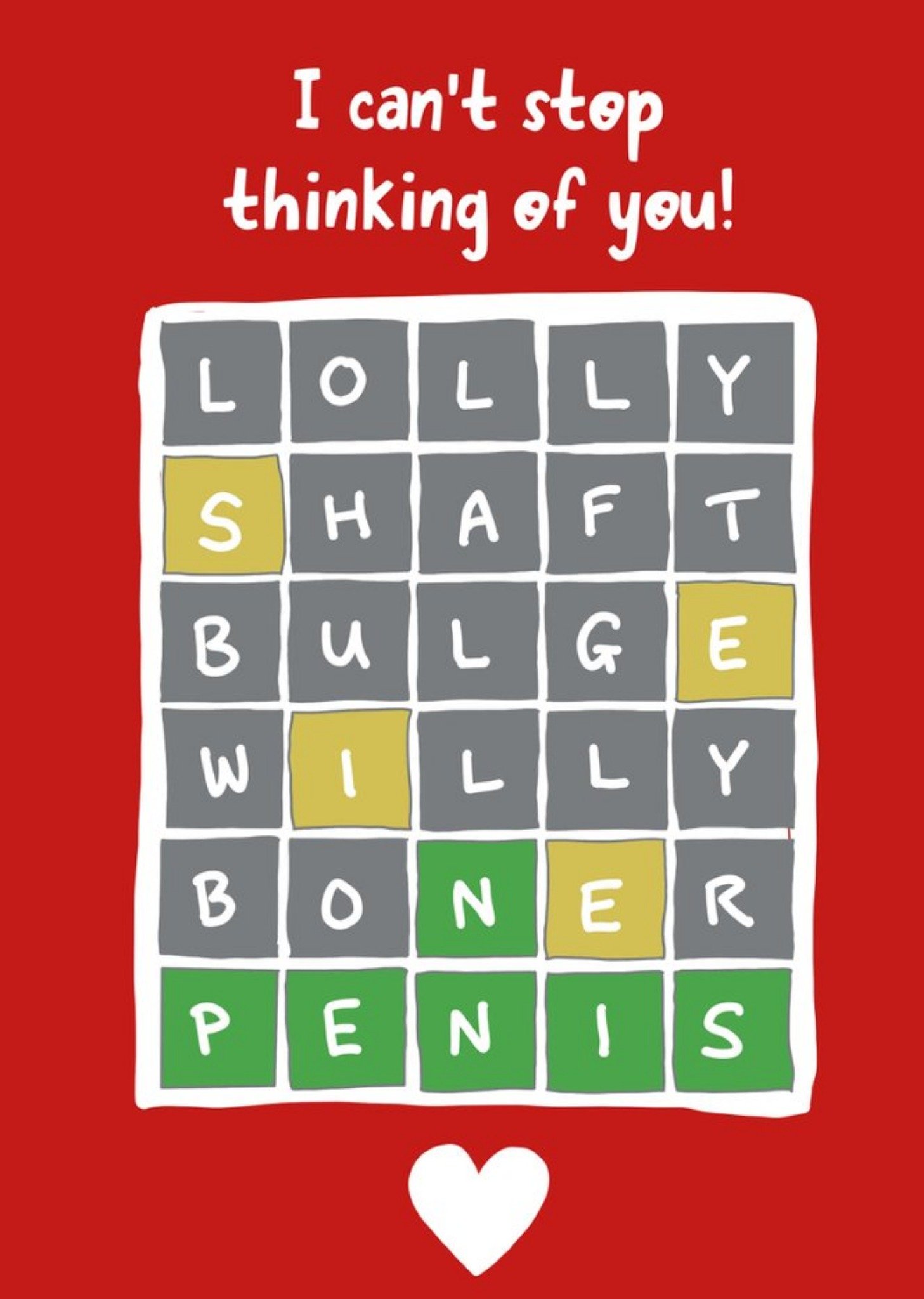 Illustrated Naughty Scrabble Word Game Valentines Day Card Ecard