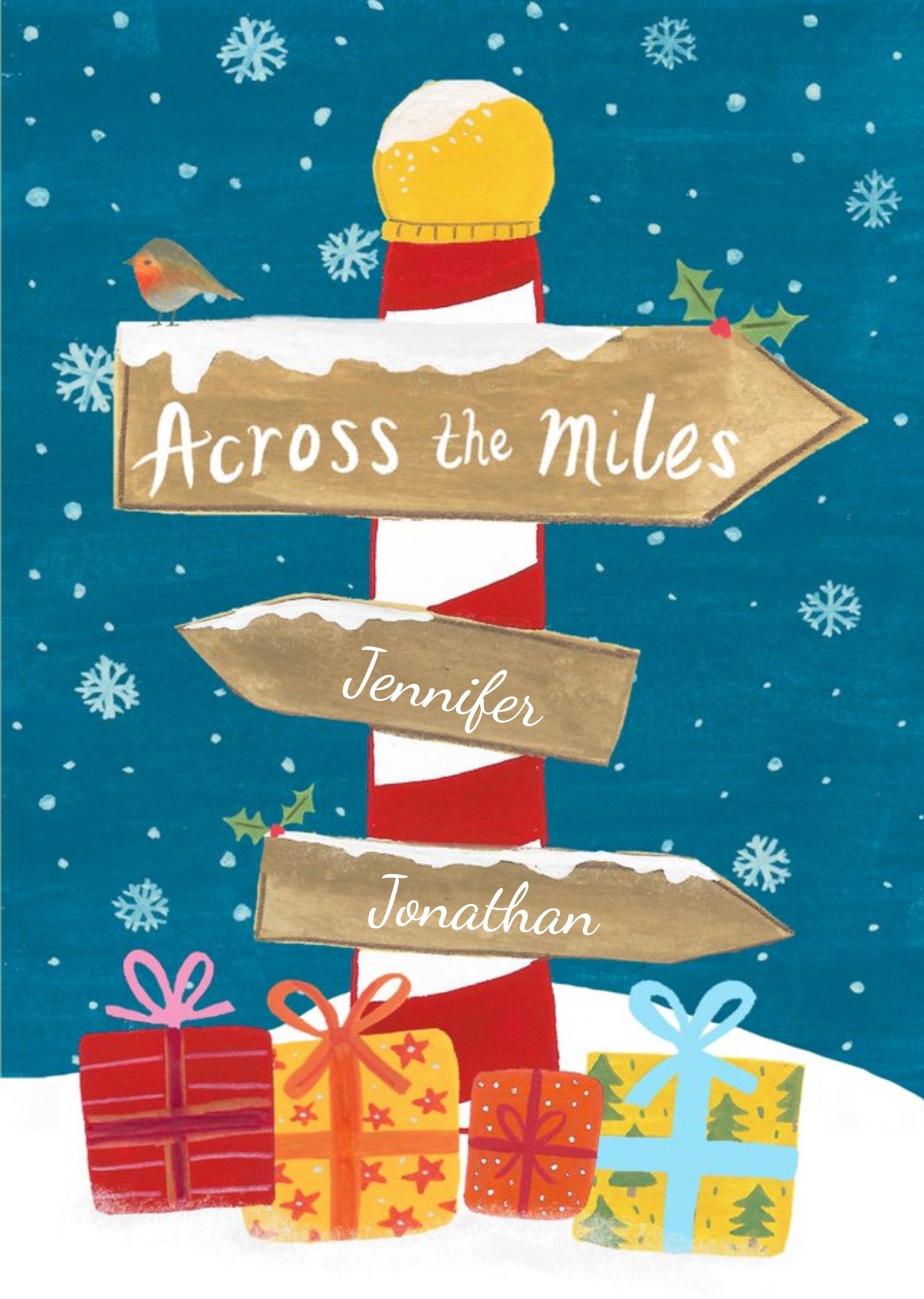 Christmas Card - Across The Miles - Illustration Ecard