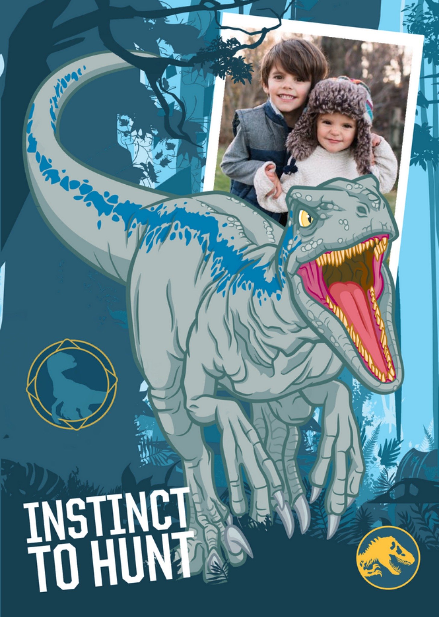 Kids Birthday Card - Dinosaurs - Jurassic World - Raptor, Large