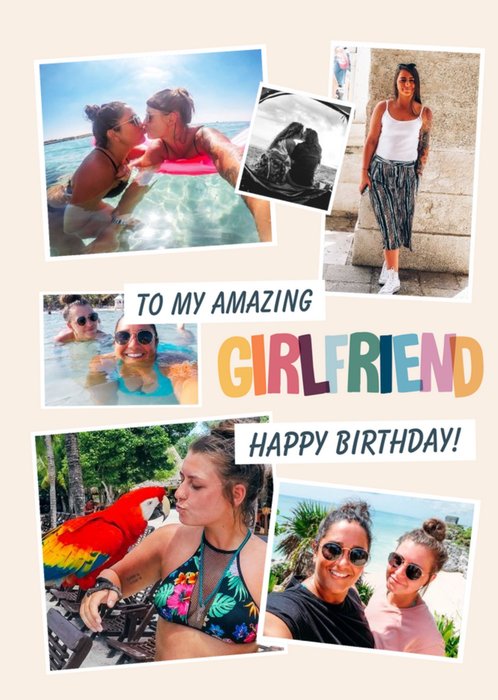 Typographic Photo Upload Happy Birthday To My Amazing Girlfriend Card
