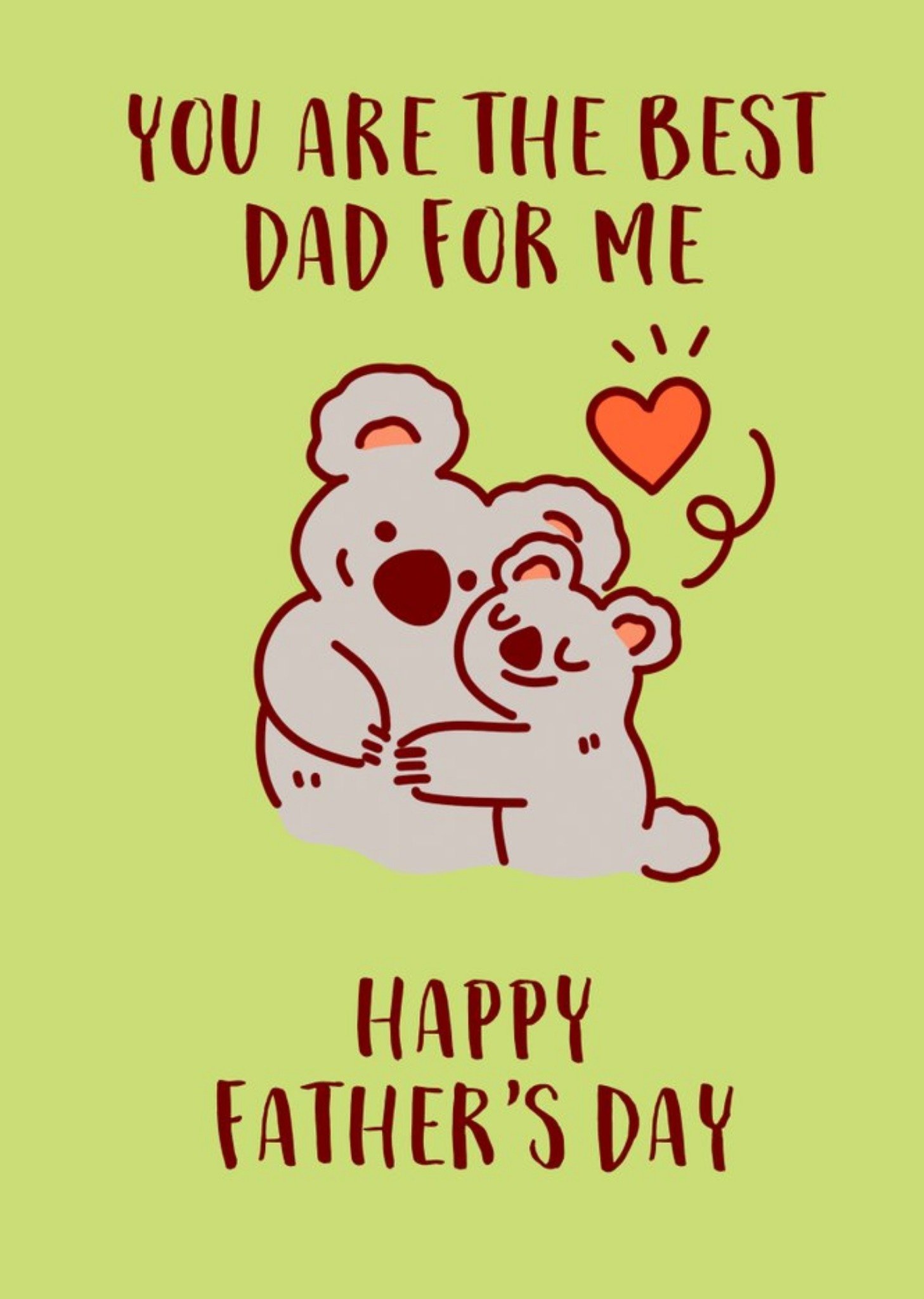 Illustrated Koala Best Dad For Me Father's Day Card Ecard