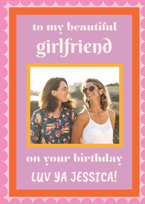 Pink City Photo Upload To My Girlfriend Birthday Card
