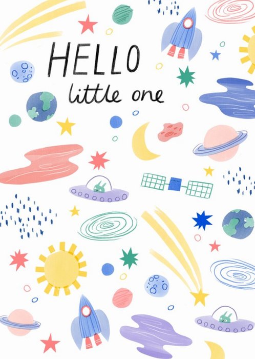 Jess Rose Illustration Cute Space Colourful New Baby Card