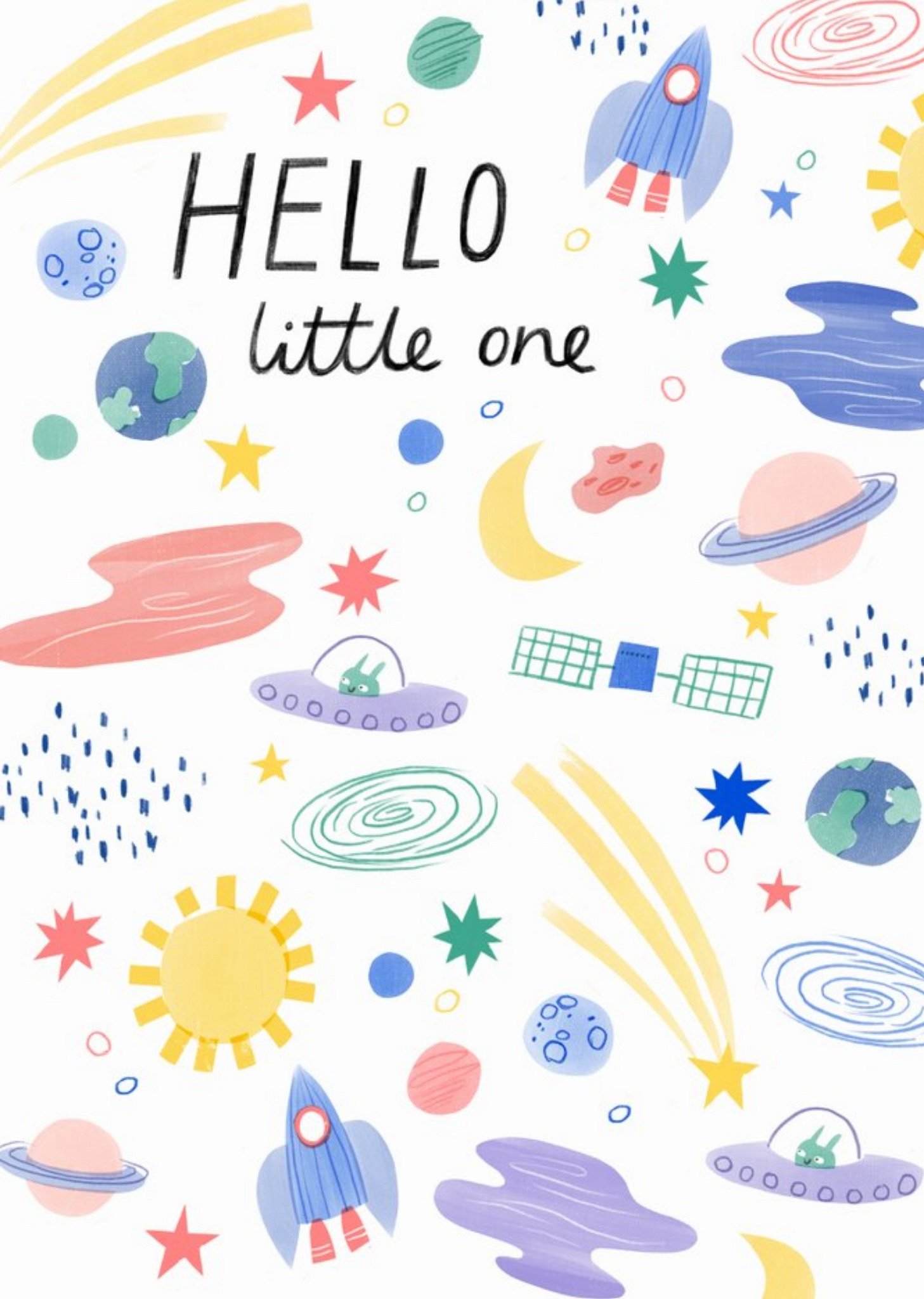 Other Jess Rose Illustration Cute Space Colourful New Baby Card Ecard