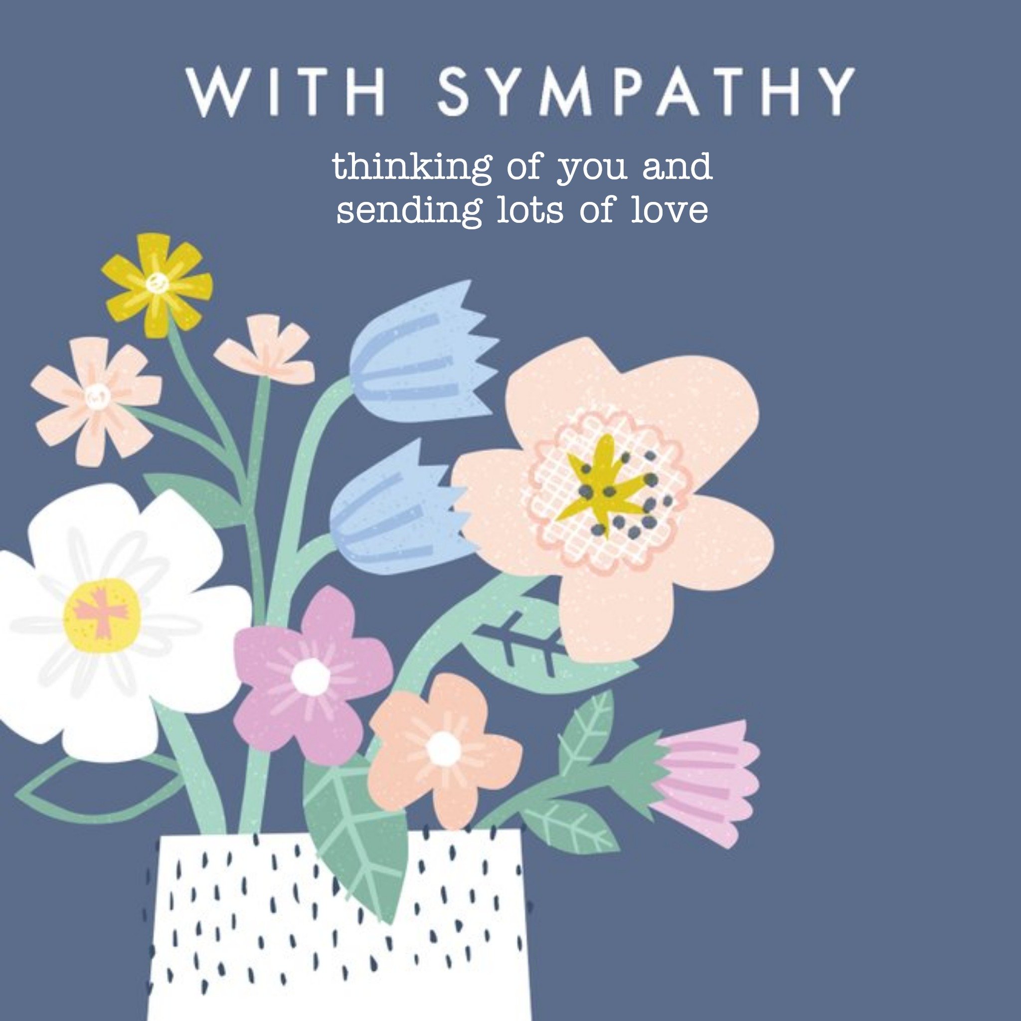 With Sympathy Flower Illustrations Card, Square